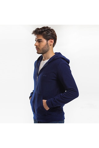 Slazenger SAMSON IN Erkek Fermuarlı Kapüşonlu Cepli Lacivert Polar