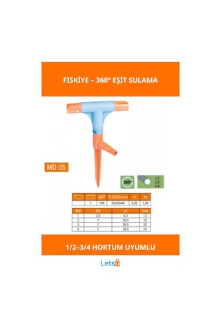 2 Yönlü Ve T Şeklinde 360 Dönme Özellikli Bahçe Sprink Fıskiye