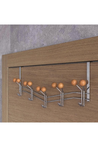 Teknotel-Krom Teknotel 15'Li Kapı Arkası Askısı Metal+Ahşap Krom Mg089 Diğer