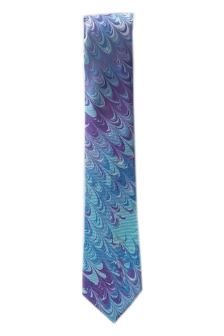 Elifebru Exclusive Handicrafts Ebru Sanatı El Yapımı Turkuaz Mürdüm Mavi İpek Kravat Ikr 140 Çok Renkli