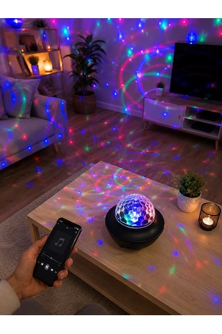 Zenvia Bluetooth Hoparlörlü Rgb Disko Işığı Müzikli Parti Lambası Usb Tf Kart Destekli Znv2026
