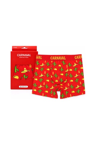 Carnaval Socks Texas Desenli Erkek Boxer Pamuklu Likralı Parlak Lastikli Kutulu Kırmızı Çoklu