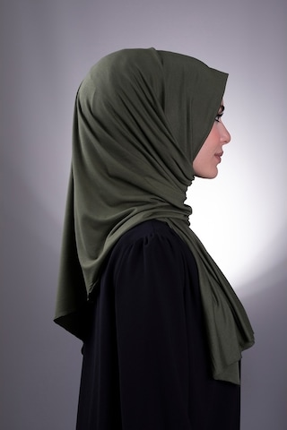 Haki Düz Klasik Şal Viskon Kumaş Likralı Penye 202101_09 Haki