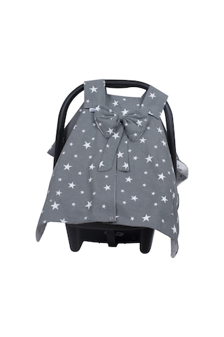 Sevi Bebe Fiyonklu Anakucağı Örtüsü Gri Yıldızlı Desen