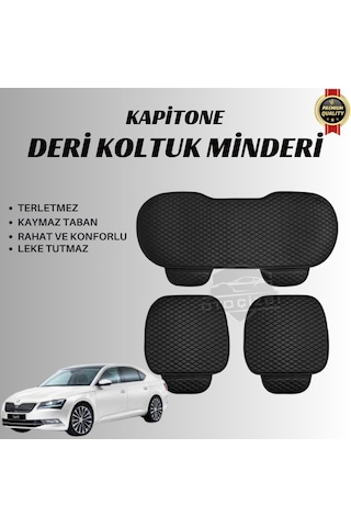 Skoda Super B Uyumlu Deri Kapitone Koltuk Minderi Koruma Kılıfı 3 Lü Set