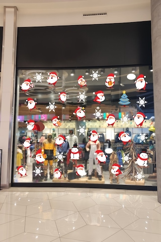 Sevimli Noel Baba Ve Kar Taneleri Yıl Başı Stickeri