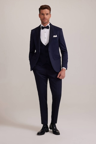 Ysf Erkek Lacivert Slim Fit Şal Yaka Yelekli Damatlık
