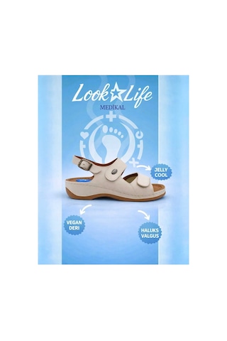 Look Life Kadın Bej Jelly Cool Halluks Valgus Ortopedik Terlik - Anneler Günü Hediyesi