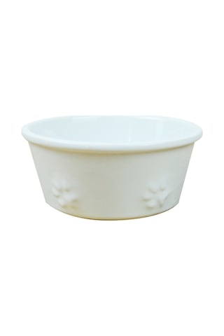 Seramik Kedi & Köpek Mama Kabı - Seramik Mama Kasesi - Beyaz - 1 400ml