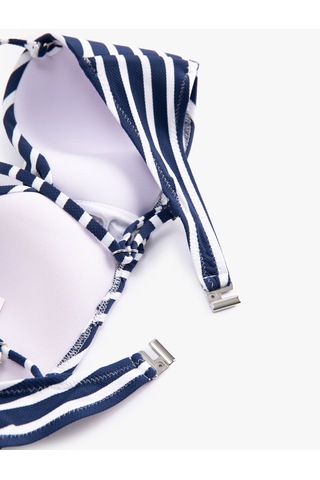 Koton Straplez Bikini Üstü Dokulu Çıkarılabilir Askılı Lacivert Çizgili 3sak10010mm Lacivert Çizgili