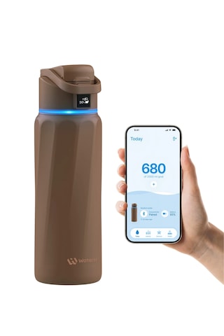 Waterh Boost Akıllı Termos Hidrasyon Takibi Yapan, Yalıtımlı 0,95l / 32oz Akıllı Şişe Kahverengi