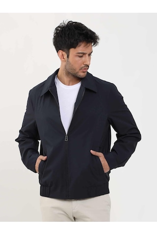 Dufy Lacivert Erkek Regular Fit Düz Klasik Yaka Bomber Mont - 104394-Lacivert