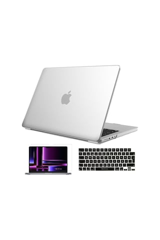 NovStrap Apple Uyumlu MacBook Pro 2023 M2 14.2 inc A2779 Mat Kılıf + Siyah Klavye Kılıfı + Film