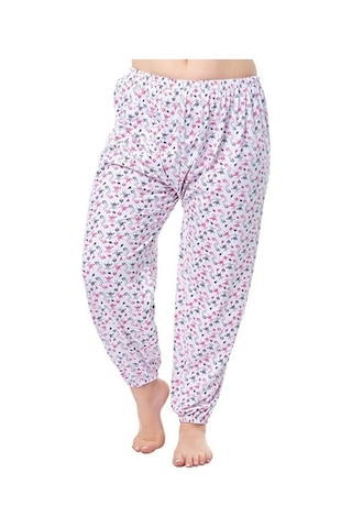 Seher Kadın Uzun Tek Alt Pijama Çiçek Desenli Kışlık Battal Boy -(529000450)