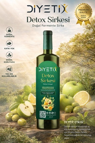 Diyetix Detox Sirke 250 Ml Doğal Fermente, Katkısız & Şekersiz Günlük Kullanım
