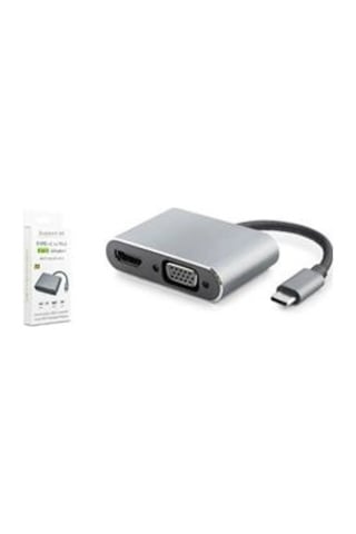 Hadron Hdx7838 Type-c To Hdtv Hdmı 4k 30hz + Vga 2ın1 Gri Kdo