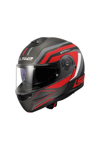 Ls2 Strobe 2 Phantom Motosiklet Kask Gri - Mat Titanium - Kırmızı