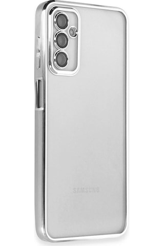 Samsung Samsung Uyumlu Galaxy M23 Kılıf Razer Lensli Silikon - Gümüş