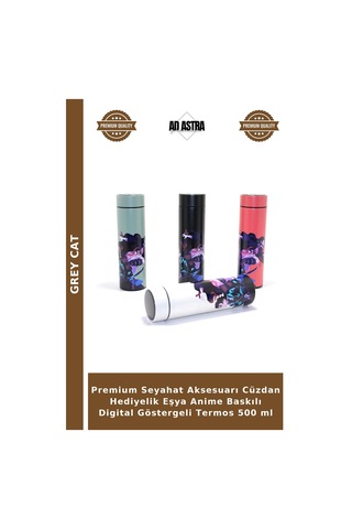 Premium Seyahat Aksesuarı Cüzdan Hediyelik Eşya Anime Baskılı Digital Göstergeli Termos 500 Ml Diğer