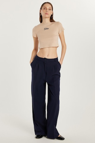 Tudors Kadın Regular Fit Pileli İspanyol Paça Lacivert Pantolon-34019 Lacivert
