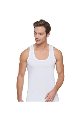 Tutku 0101 Pamuklu Klasik Erkek Atlet 6'lı Paket -Beyaz