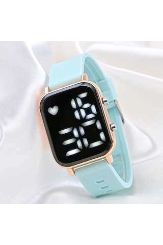 Pinkoli Turkuaz Silikon Kordonlu Led Watch Genç Kız Kadın Kol Saa
