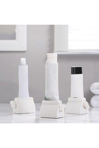 Beyaz Çok İşlevli Diş Macunu Sıkacağı Haddeleme Tüp Sıkacağı Kolay Taşınabilir Kaymaz Diş Macunu Dispenseri Banyo Aksesuarları Setleri Beyaz