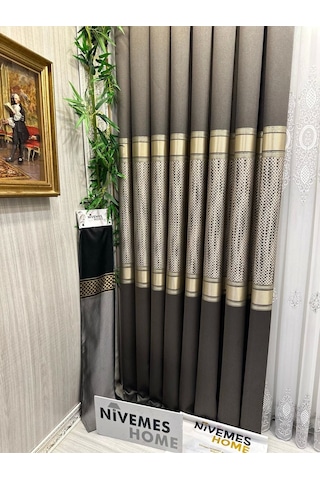 Nivemeshome Mozaik Ft614163 V-5302 Antrasit 1/3 Sık Pileli Fon Perde Apm Antrasit