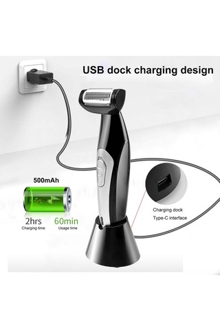 Didadodo Erkekler İçin Şarjlı Tüm Vücut Tıraş Makinesi - Katlanabilir, Siyah Siyah