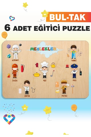 Ahşap Türkçe 6 Lı Set Eğitici-öğretici Yapboz
