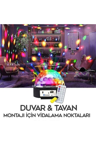 Ledx Gm-0803b Sihirli Led Dönen Disko Topu Hoparlör Kablosuz Usb/mp3/bluetooth Kumandalı 360 Derece