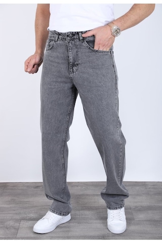 Blayn Jeans Erkek Antrasit Baggy Kot Pantolon - Geniş Kalıp Günlük Rahat Denim Jean Arsenik Gri
