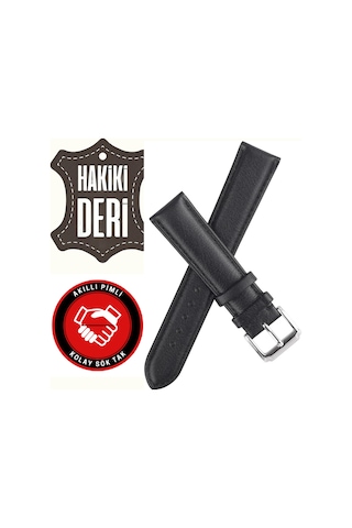 22mm Akıllı Pimli Siyah Hakiki Tek Parça Deri Saat Kordonu Kayışı 44mm Diğer