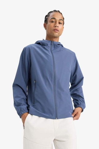 Defacto Defactofit Su İtici Regular Fit Kapüşonlu Fermuarlı İpek Kumaş Yağmurluk E9218ax25auın113 İndigo