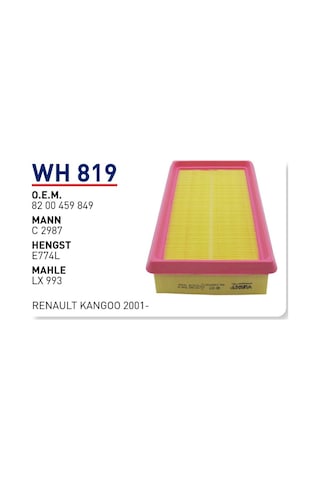 Wh819 Οem 8200459849 Renault kangoo 2001 Oto hava filtre Automobile air filter Wh819 Οem 8200459849 Renault kangoo 2001 Oto hava filtre Automobile air filter
