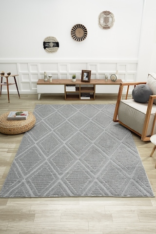 Mariesse Home Elit Koleksiyonu Yüksek Kalite Bukleli Yumuşak Saçaklı Oturma Odası Ve Salon Halısı Gri