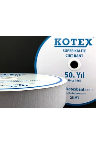 Kotex Cırt Bant 5 Cm Dikilebilir 25 Metre Siyah/Beyaz