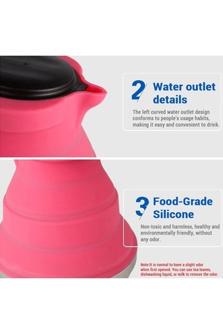 Tongxida Kamp & Seyahat İçin Katlanabilir 1500ml Silikon Çaydanlık - Isıtılabilir, Hafif Tasarım - Açık Yeşil Yeşil