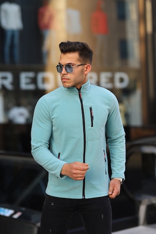 Kozik Çağla Standart-fit Kalıp Tam Fermuarlı 3 Çepli Erkek Polar Açık Mavi