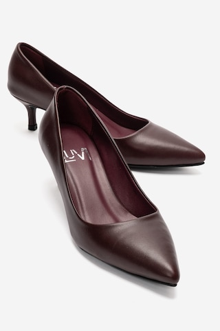 Luvi Shoes Jalen Bordo Cilt Hakiki Deri Kadın Kısa Topuklu Ayakkabı