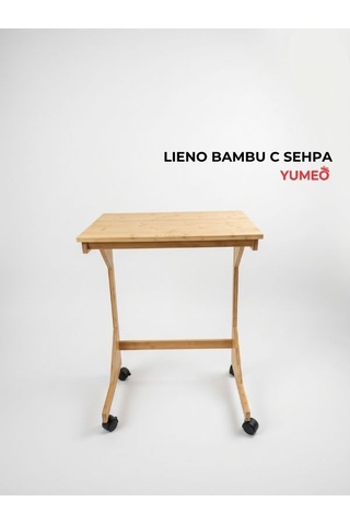 Lieno Doğal Bambu Tekerlekli C Sehpa - Demonte Koltuk Yanı Laptop Ve Servis Sehpası Diğer
