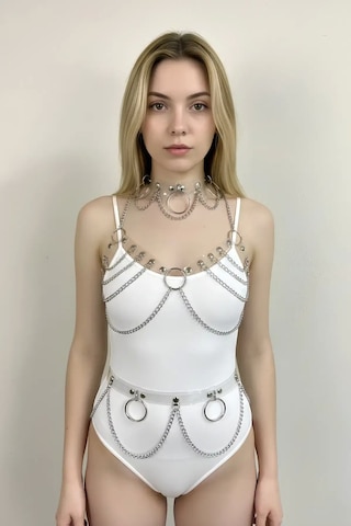 İkikareshop Kırmızı Harness Takım Zincir Detaylı Parlak Vinil Badi - Brf271 Çok Renkli