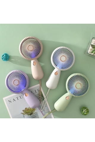 Jialan001 Robeve Mini Şarjlı Yüksek Fan Gücü  Işıklı Vantilatör