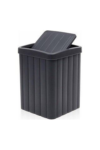 Kpmm Çizgi Desenli Banyo Çöp Kovası - Antrasit - 5 Lt Çok Renkli