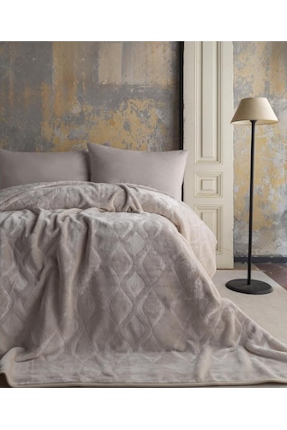 Ap Embos Çift Kişilik Ekru Mercy Battaniye Ekru