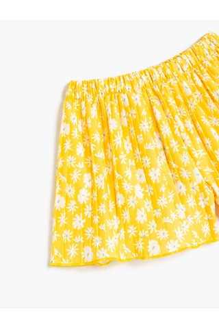 Koton Beli Lastikli Çiçek Desenli Pileli Şort Sarı Desenli 5skg40027ak Sarı Desenli Sarı