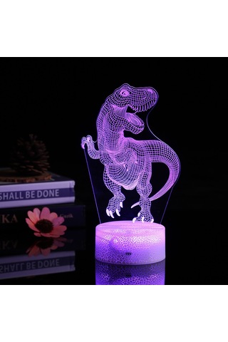 Ranyeek Dinozor 3d Led Gece Lambası - Renkli Işık, Dokunmatik Ve Uzaktan Kumanda, Usb Şarjlı, Akrilik Panel, Odalar İçin Stüdyo Atmosferi Diğer
