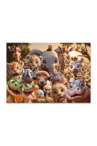 Afrika Hayvanları Çocuk Puzzle 50 Parça 34 48 Cm