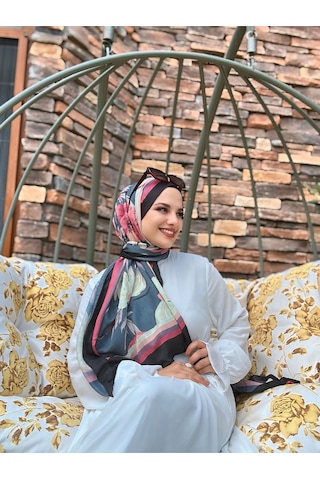 Moda Kaşmir Margarit Desen Bambu Şal Siyah-yeşil