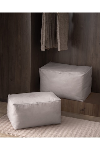 Madame Coco Çiçek Desen Baskılı 2'li Hurç - Gri 8684427147726 Gri